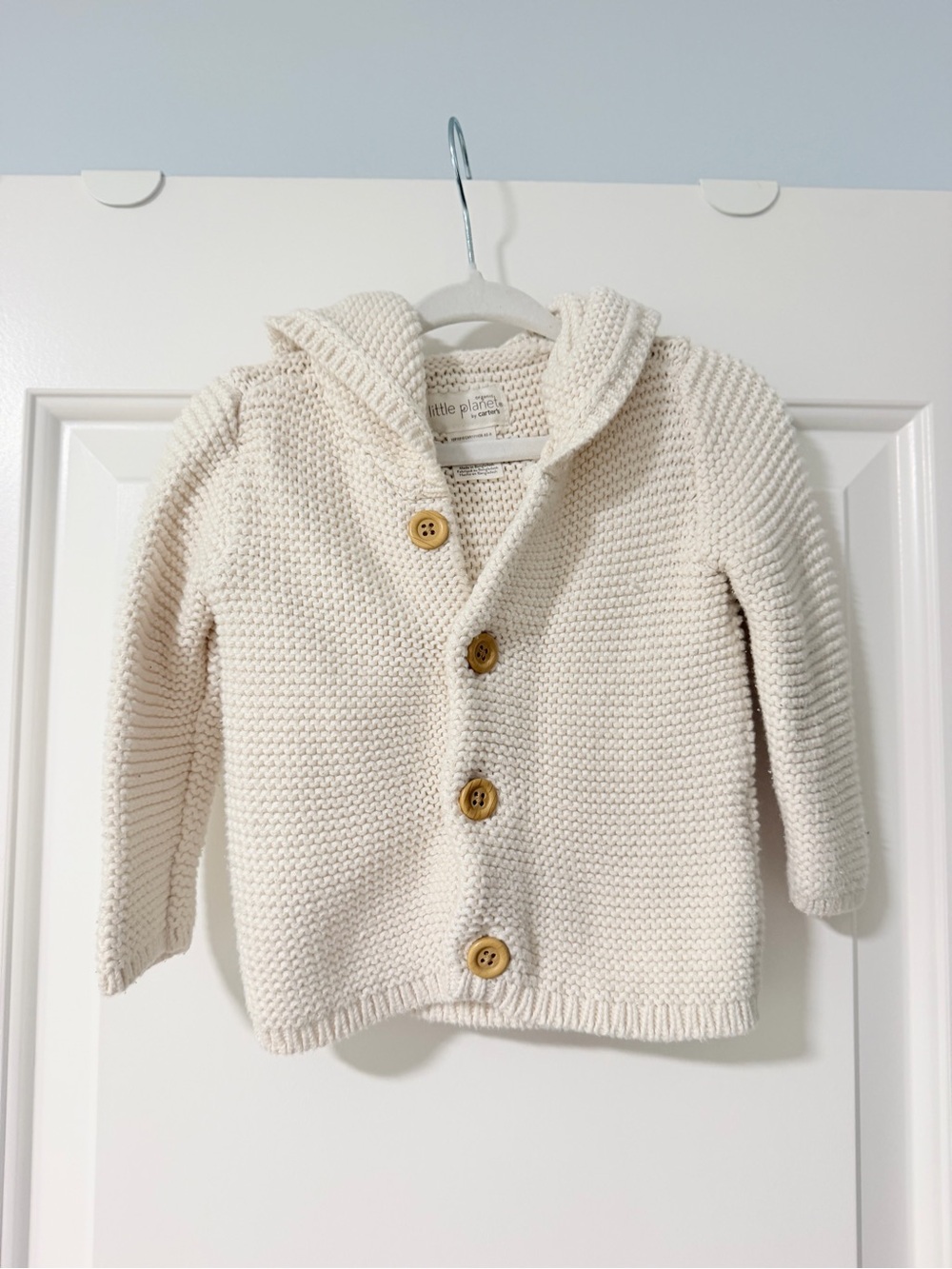 Little Planet Cream Knit Hooded Cardigan for Kids